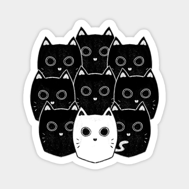 White cat black cat cat gang power cute pet animal shirt sticker Magnet by nanaminhae