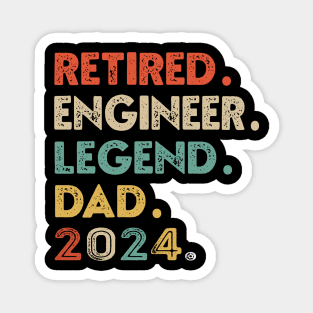 ENGINEER Retired 2024 Dad Legend Retirement Retro Tee Magnet