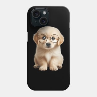 Golden retriever puppy with adorable round glasses Phone Case