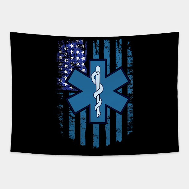 Flag Emergency Medical Services Gift Print American Flag EMS Zip Print Tapestry by Linco