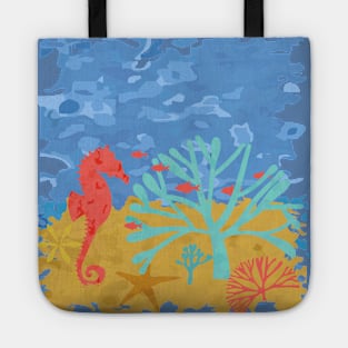 Seabed Underwater Scene Fish Seahorse Coral Tote