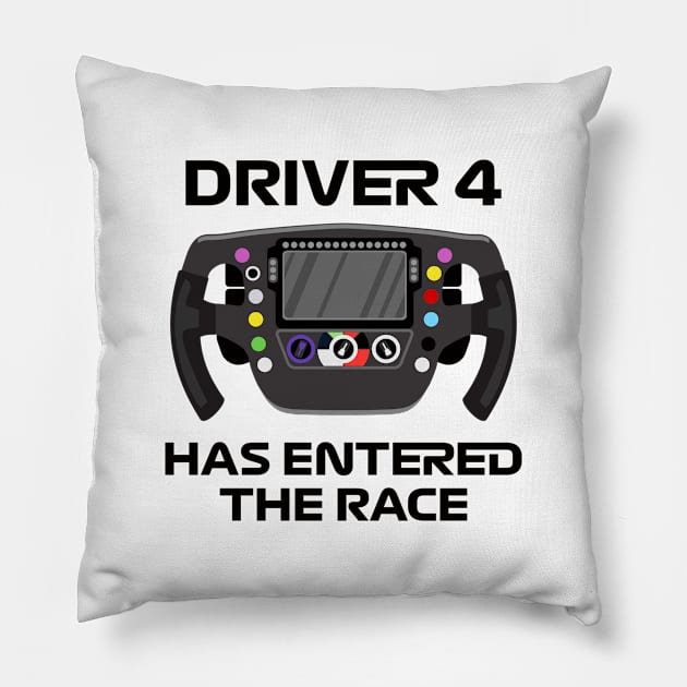 'Driver 4 Has Entered The Race' Funny Kids F1 Pillow by DavidSpeedDesign