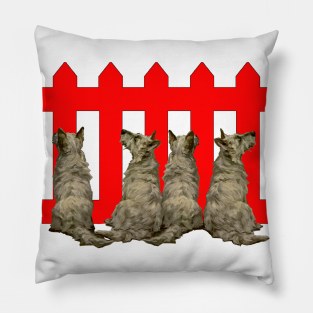 red caged puppies Pillow