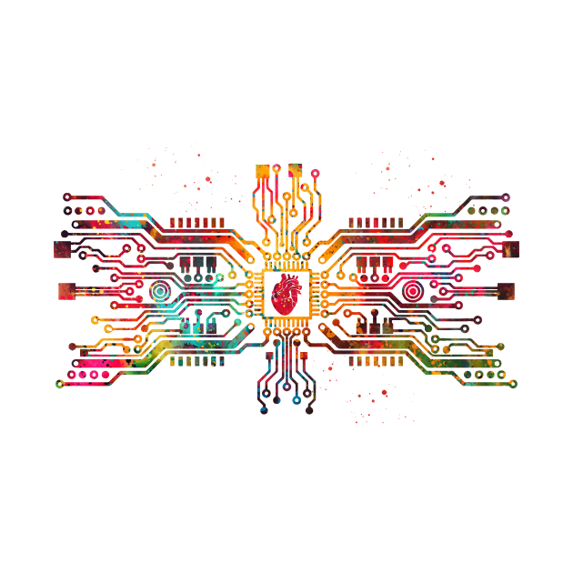 Circuit board with heart by erzebeth