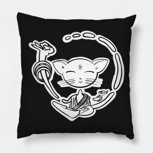 Buddhist meditating kitty cat Pillow