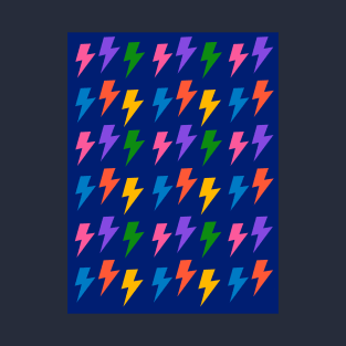 Rainbow Lightning Bolts Pack on Navy Blue T-Shirt