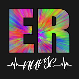 ER Nurse Heartbeat Tye Dye T-Shirt