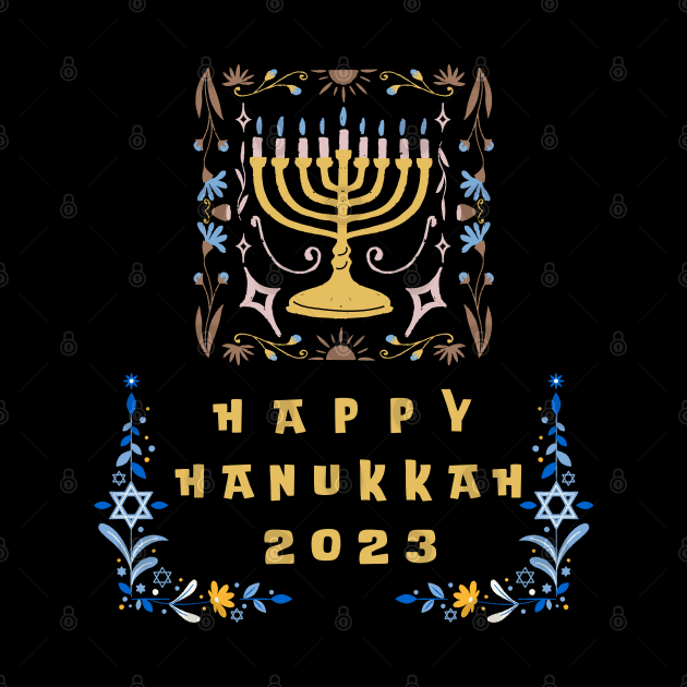 happy hanukkah 2023 - hanukkah menorah tee for hanukkah christmas (merry chrismukkah) gifts by vaporgraphic