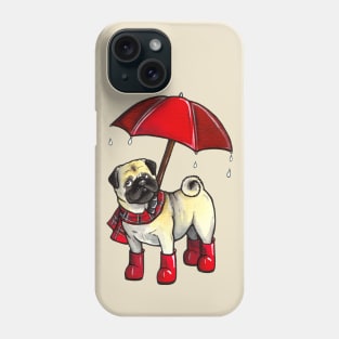 Rainy day Pug dog Phone Case