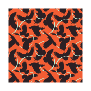 Crows Ribbon Pattern Art T-Shirt