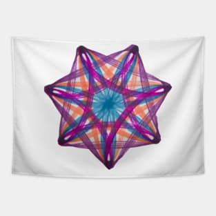 Spirograph Seven-Point Purple Orange Blue Pink Pattern Tapestry