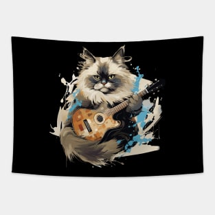 Ragdoll Cat Playing Guitar Tapestry