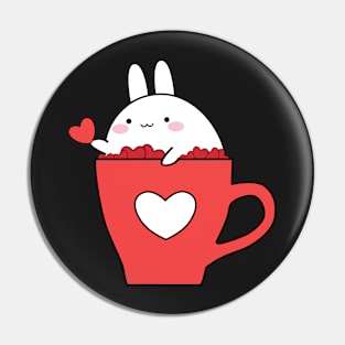 Sending love, Happy rabbit with heart, Cute white rabbit, Valentines day, Cute sticker, Kawaii rabbit Pin