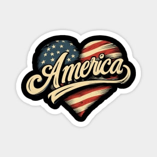 America Flag Heart Magnet