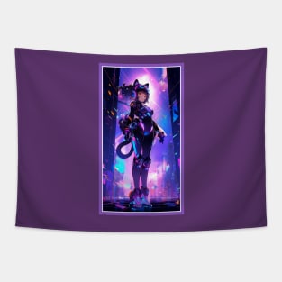 Anime Sci-Fi Cat Girl | Quality Anime Girl Artwork | Manga Girl Anime Art Tapestry