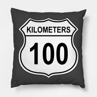 100 Kilometer US Highway Sign Pillow