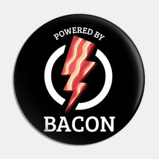 Powered by Bacon T Shirt Funny Food Love Apparel Sarcastic Saying Gift Pin