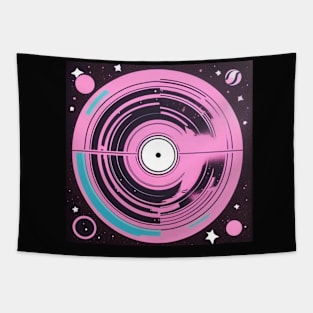 Galaxy Pink Vinyl Record Retro Graphic Tapestry