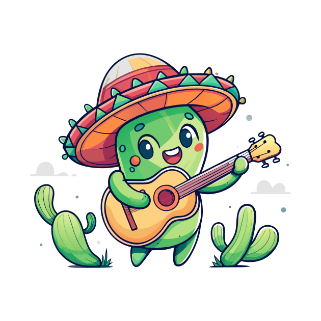 cute cactus playing guitar by Shapwac12