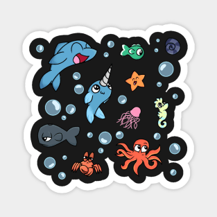 some cute sea creatures pattern Magnet