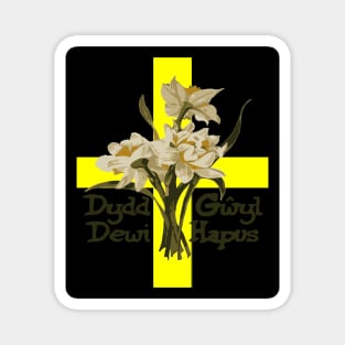 Dydd Gwyl Dewi Hapus With St David Cross Magnet