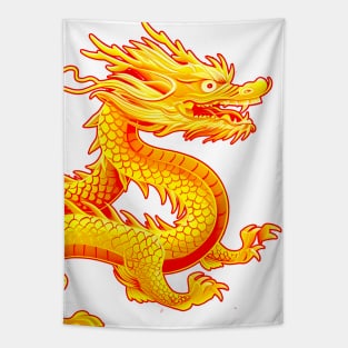 Chinese Golden Dragon on a Lucky Red Background 2: Chinese New Year, Year of the Dragon on a light (Knocked Out) background Tapestry