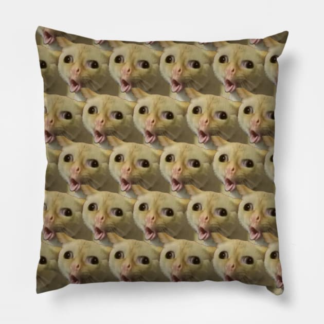 Cat Coughing Like A Kid Meme Pattern Pillow by TintedRed