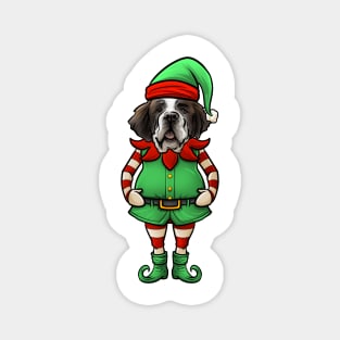 St Bernard Christmas Elf Magnet