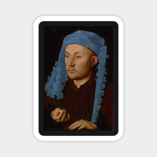 man in a blue turban - Jan van Eyck Magnet by Kollagio