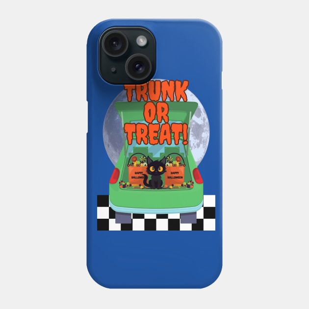 Cute Halloween Black Cat Trunk or Treat Phone Case by Shean Fritts 
