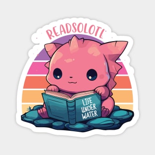 Cute Axolotl Reading Book Bookworm Magnet