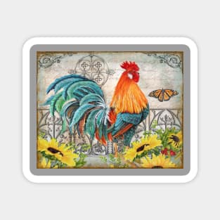 Ironwork Rooster B Magnet