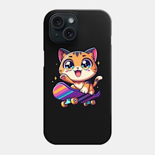 Skateboarding Kitten Sports Skateboarder Cute Ginger Cat Phone Case