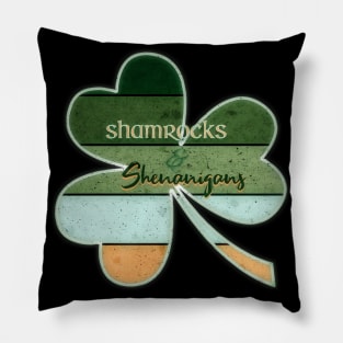 St. Patrick's Day Shamrocks and Shenanigans Clover Design Pillow