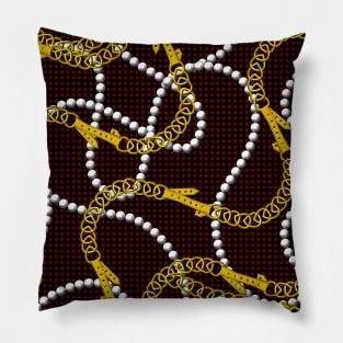 Pearls and gold chains Pillow