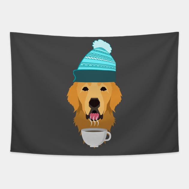 Hygge Golden Retirever Coffee cup shirt Tapestry by Patricke116