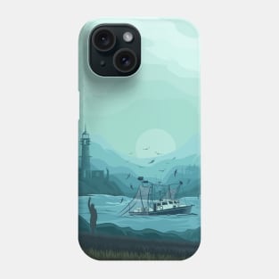 Fisherman and Fishing Boat Phone Case