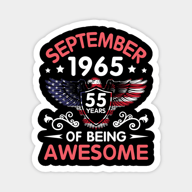 USA Eagle Was Born September 1965 Birthday 55 Years Of Being Awesome Magnet by Cowan79