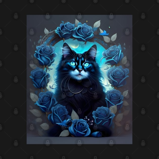 Cat with Roses - Modern digital art by Ai-michiart