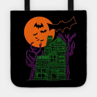 Neon Haunted House Tote