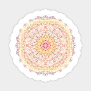 Round gradient mandala on white isolated background. Vector boho mandala pink colors. Mandala with floral patterns. Yoga template Magnet