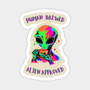 Alien Drinking Coffee Magnet