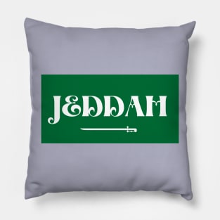 Jeddah City in Saudi Arabian Flag Pillow