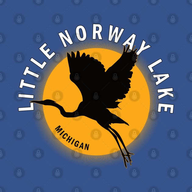 Little Norway Lake in Michigan Heron Sunrise by BirdsEyeWorks
