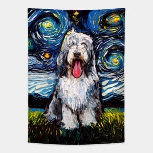 Bearded Collie Night Tapestry