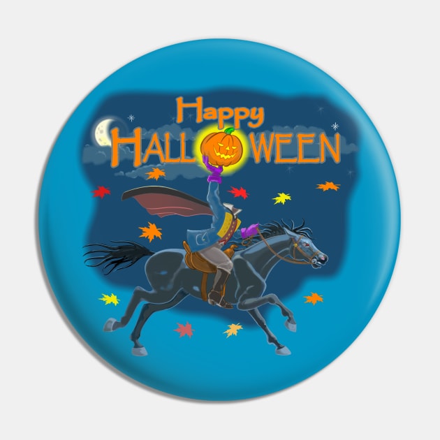 A Headless Horseman Halloween Pin by Toonicorn