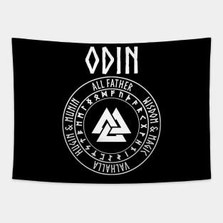 Odin Viking God Valknut with Runes Tapestry