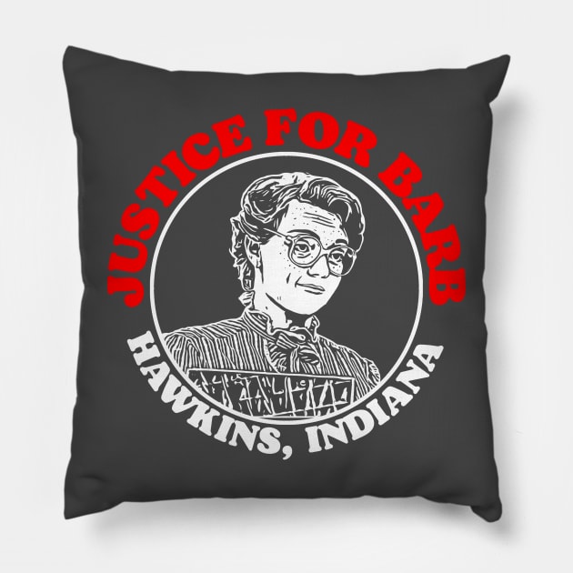 Justice for Barb - Barbara Holland Stranger Things Vintage 80s Protest Seal Pillow by GIANTSTEPDESIGN