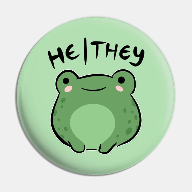 He/They Pronouns: Froggy's Leaping Celebration - An Adorable Nonbinary Aesthetic for Enby, LGBTQ, Demigirl, Demiboy Pin by Ministry Of Frogs