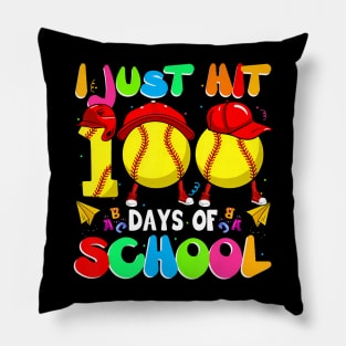 I Just Hit 100 Days Of School Softball Kids Boys Girls Youth Pillow